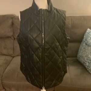 NWOT Chico’s Faux Leather Black Quilted Women's Vest